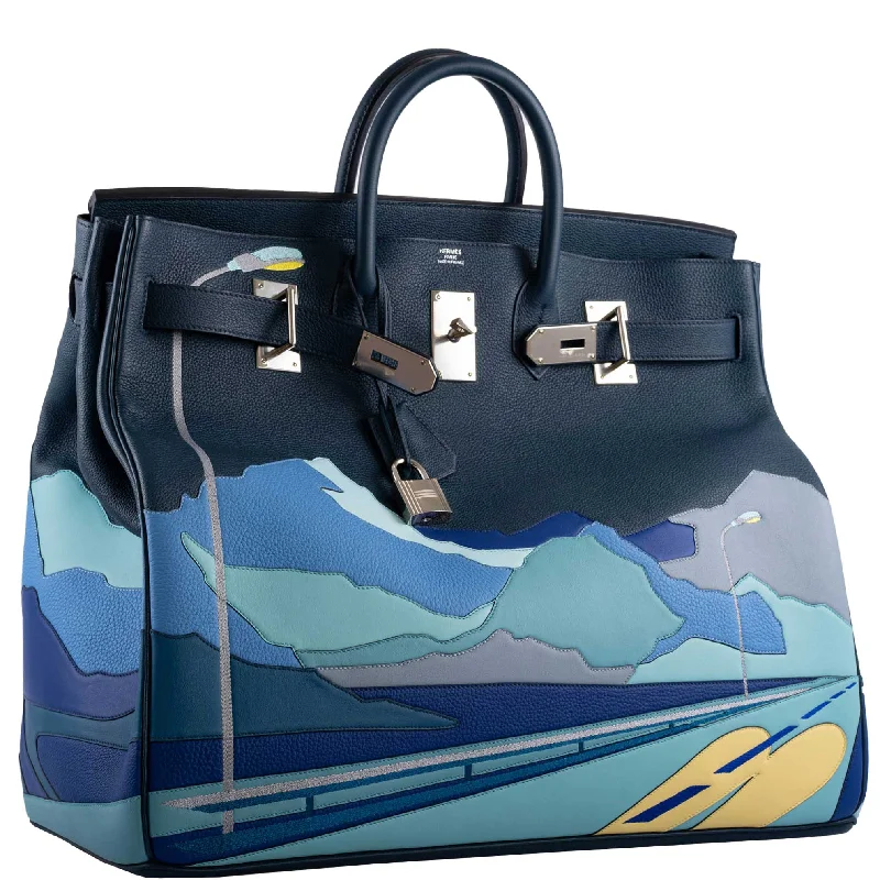 Hermès Kelly Bags with a key - lock and keychain setHermes Birkin Bags in a Deep Navy Blue for a Classic and Elegant LookHermès Endless Road HAC Birkin 50 Multicolor Togo and Swift Leather Palladium Hardware