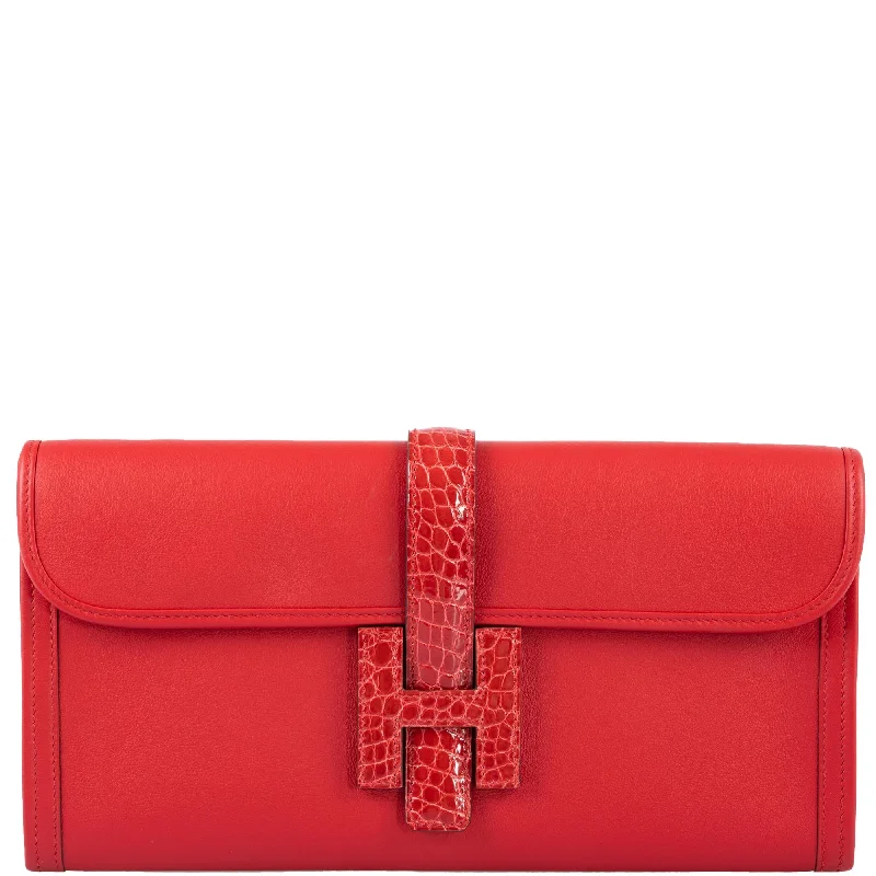 Hermès Jige Elan Rouge de Coeur Shiny Alligator & Swift - 2020, Y