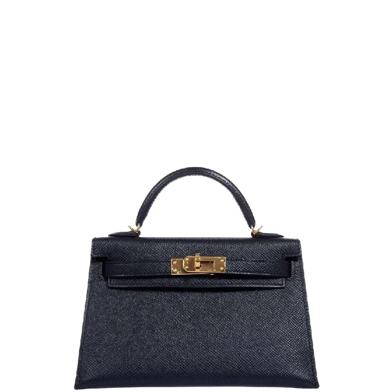 Hermès Kelly Bags with a double - handle option for easy carryingHermès Kelly 20 Mini II Sellier Black Epsom Gold Hardware