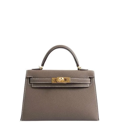 ·Hermès Kelly 20 Mini II Sellier Etoupe Epsom Gold Hardware