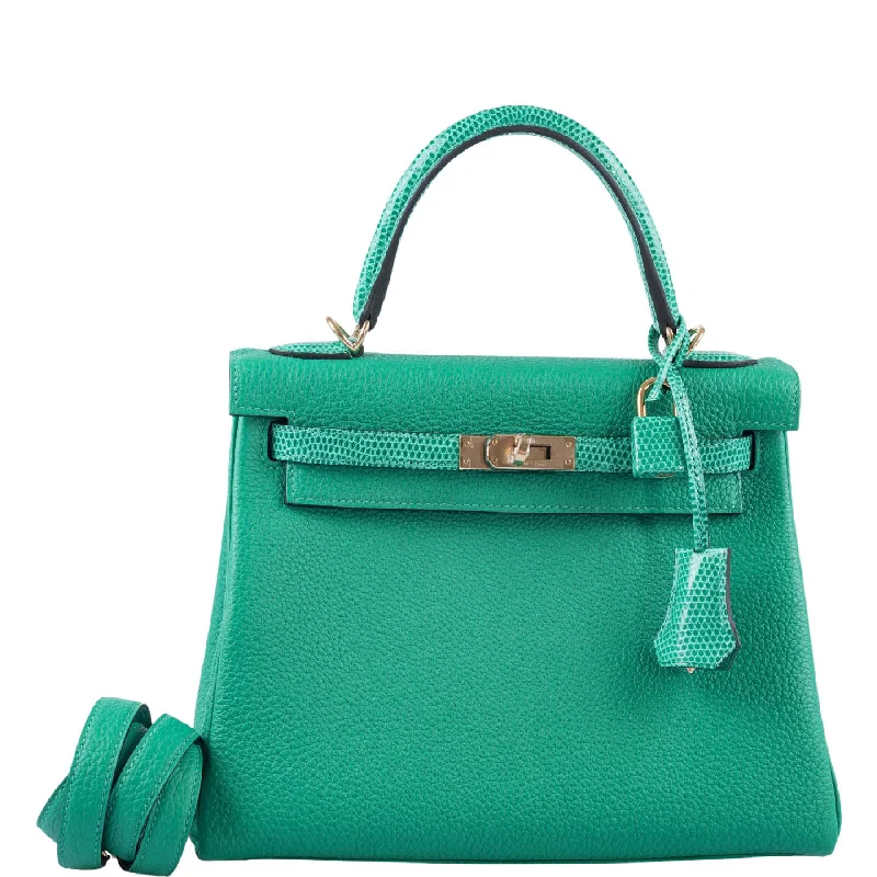 ·Hermès Kelly 25 Retourne Touch Menthe Togo and Lizard Gold Hardware