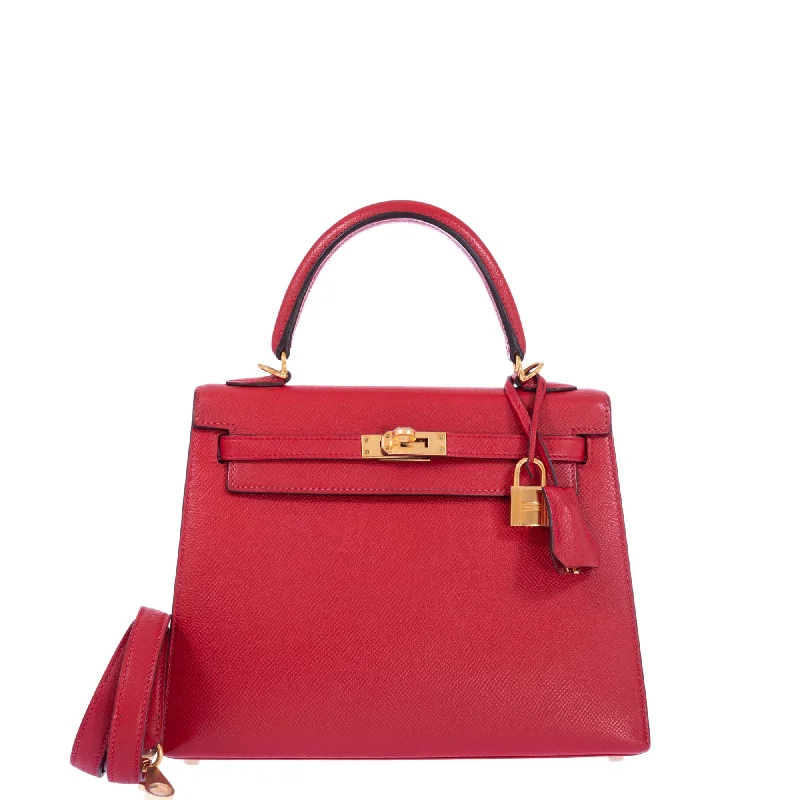 Hermès Kelly Bags with a single - handle design for simplicityHermès Kelly 25 Sellier Rouge Tomate Epsom Gold Hardware