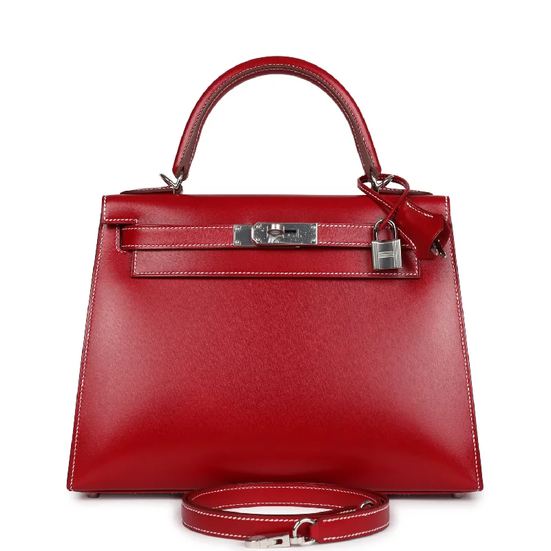 Hermès Kelly Bags with a single - handle design for simplicityHermes Kelly Sellier 28 Rouge Piment Box Palladium Hardware