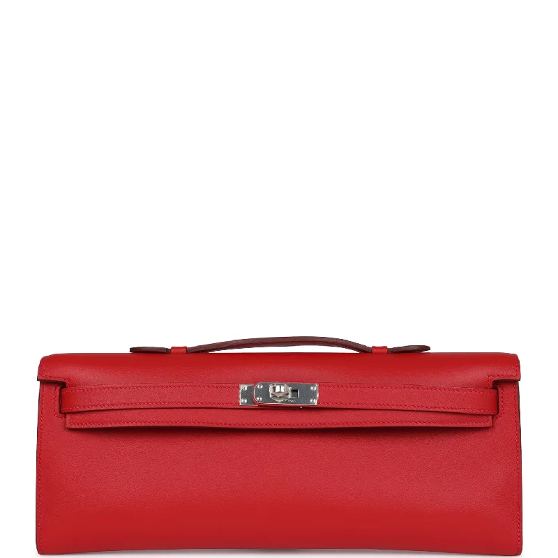 Hermès Kelly Bags with a snap - fastened front pocket for convenienceHermes Kelly Cut Rouge Casaque Swift Palladium Hardware