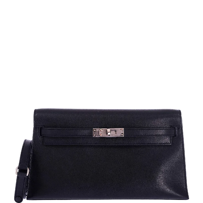 Hermès Kelly Bags with a flap - over closure and turnlock for a classic lookHermès Kelly Elan Sellier Black Chevré leather with Palladium Hardware