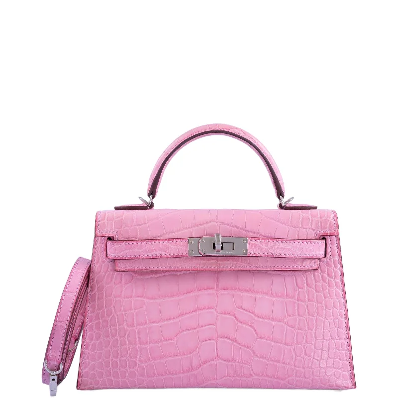 Hermès Kelly Bags with a metal - framed handle for durabilityHermès Kelly Mini 20 Sellier Bubblegum 5P Pink Matte Alligator Palladium Hardware