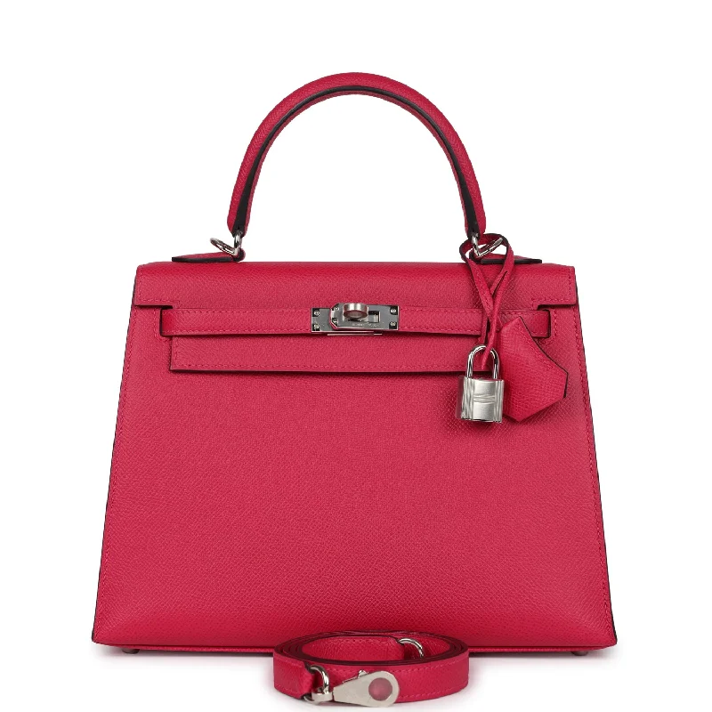 Hermès Kelly Bags with a single - handle design for simplicityHermes Kelly Sellier 25 Framboise Verso Epsom Palladium Hardware