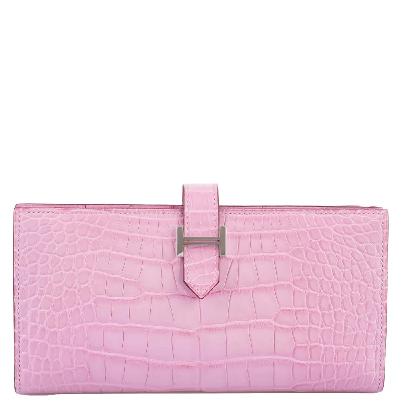 Hermès Bearn Wallet 5P Pink Matte Alligator with Palladium Hardware - 2020, Y