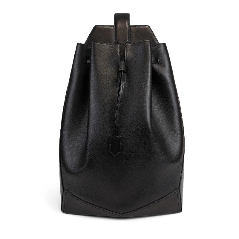 Hermes Leather Black Drawstring Backpack