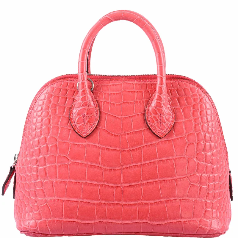 Hermès Mini Bolide Bougainvillea Matte Alligator Palladium Hardware - 2019, D