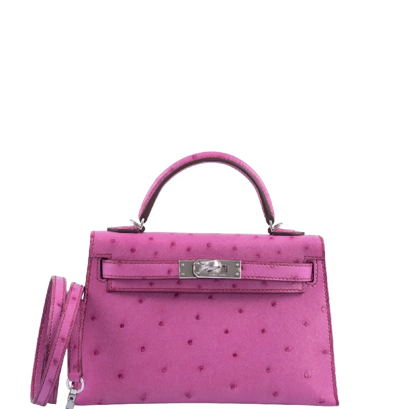 Hermès Kelly Bags with a flap - over closure and turnlock for a classic lookHermès Mini Kelly 20 Fuchsia Ostrich Palladium Hardware