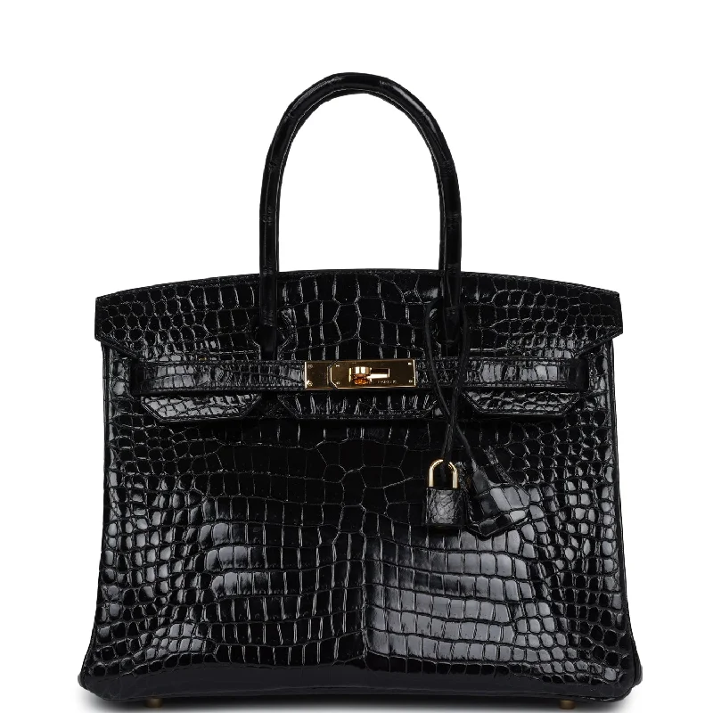 Hermès Kelly Bags with palladium - toned hardware for a modern aestheticHermes Birkin Bags in Matte Alligator Leather for a Sophisticated FinishPre-owned Hermes Birkin 30 Black Shiny Porosus Crocodile Gold Hardware