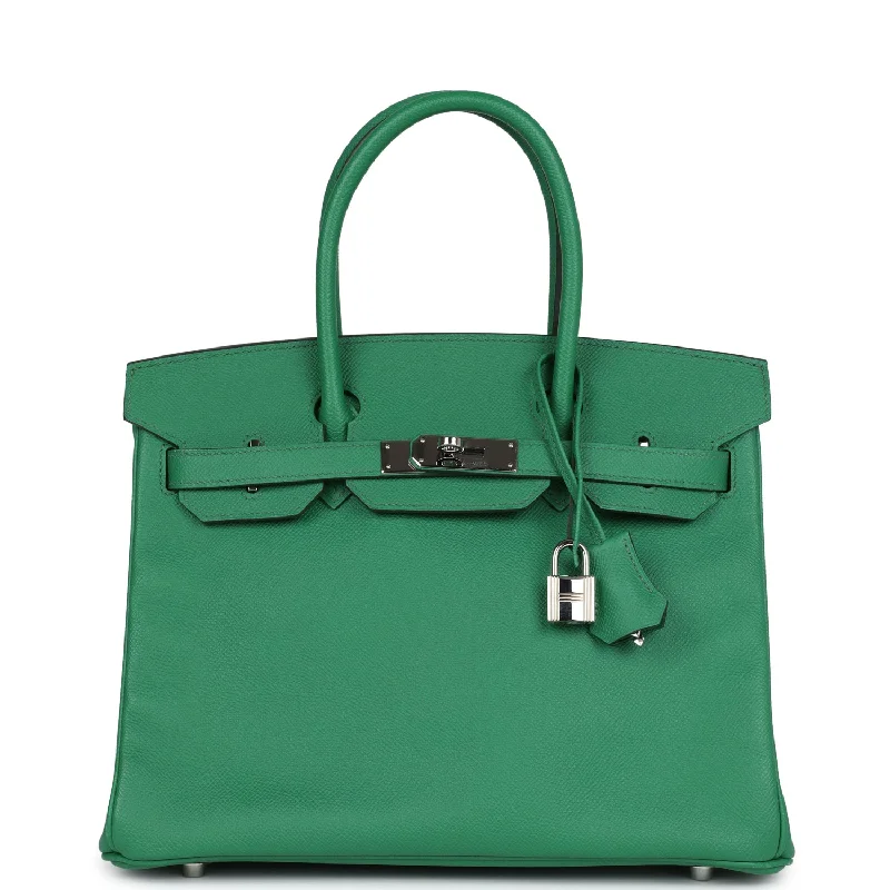 Hermès Kelly Bags with a hand - burnished edge finish for a vintage charmHermes Birkin Bags with a Leather - Lined Interior Pocket for Added ProtectionPre-owned Hermes Birkin 30 Cactus Epsom Palladium Hardware