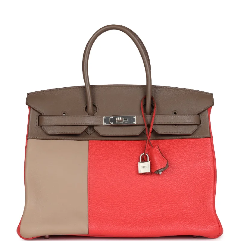 Hermès Kelly Bags with a snap - fastened front pocket for convenienceHermes Birkin Bags with a Studded Leather Trim for a Bold StatementPre-owned Hermes Birkin 30 Cascade Rose Jaipur, Etoupe and Argile Swift and Clemence Brushed Palladium Hardware