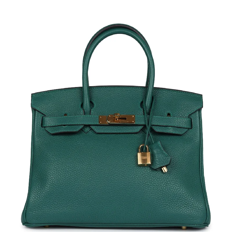 Hermès Kelly Bags in a deep emerald green for a regal lookHermes Birkin Bags with a Removable Coin Purse AttachmentPre-owned Hermes Birkin 30 Malachite Clemence Gold Hardware