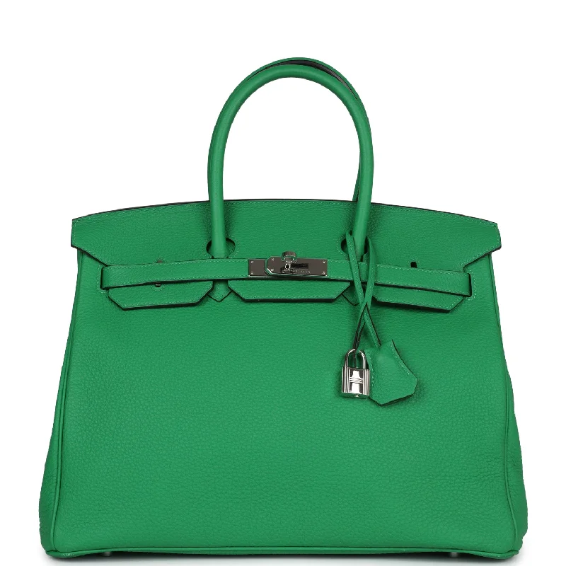 Hermès Kelly Bags with a single - handle design for simplicityHermes Birkin Bags with a Contrast - Stitched Handle for Added StylePre-owned Hermes Birkin 35 Bambou Togo Palladium Hardware