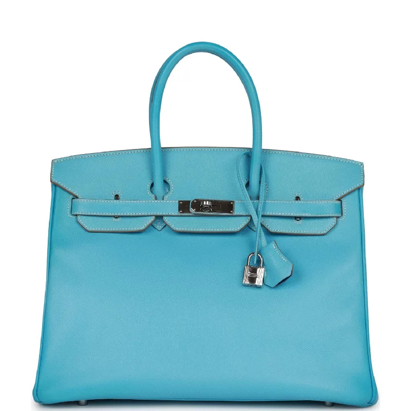 Hermès Kelly Bags with a metal - framed handle for durabilityHermes Birkin Bags in a Pale Mint Green for a Fresh and Refreshing LookPre-owned Hermes Birkin 35 Celeste Candy Epsom Palladium Hardware