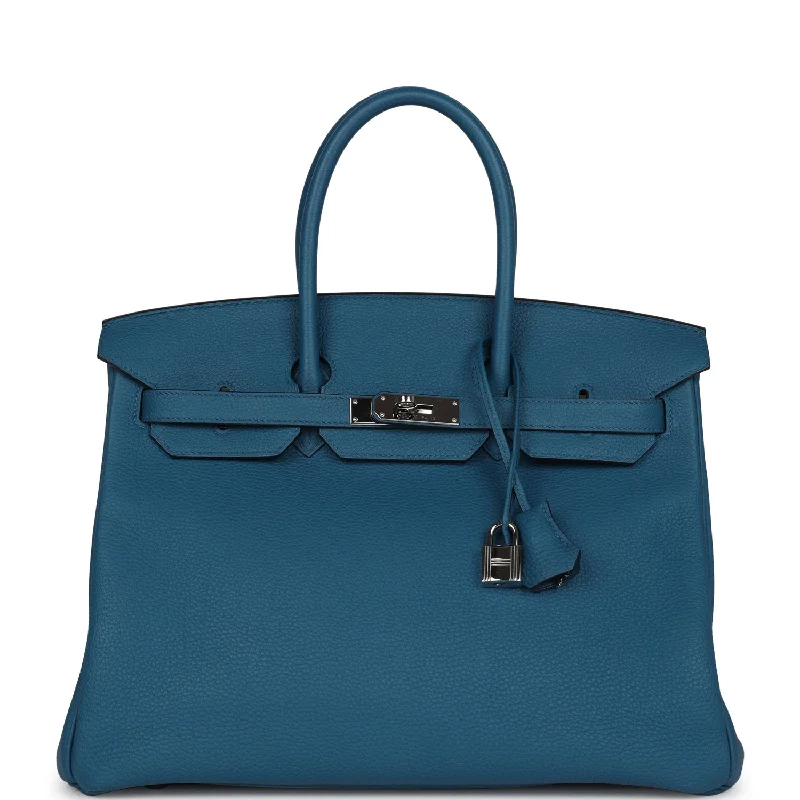 Medium - sized Hermès Kelly Bags in Taurillon Clemence leather for durabilityHermes Birkin Bags Sized 30cm for a Compact Yet Spacious OptionPre-owned Hermes Birkin 35 Cobalt Togo Palladium Hardware