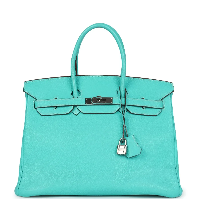 Hermès Kelly Bags in a vibrant electric blue for a pop of colorHermes Birkin Bags with a Detachable Mirror Pocket InsidePre-owned Hermes Birkin 35 Lagon Togo Palladium Hardware