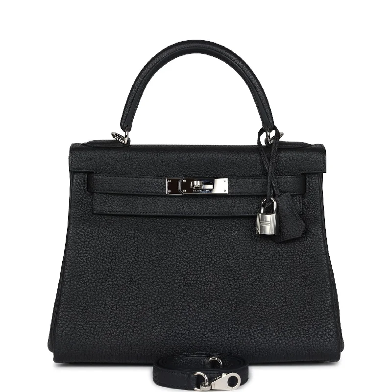 Hermès Kelly Bags with a metal - framed handle for durabilityPre-owned Hermes Kelly Retourne 28 Black Togo Palladium Hardware