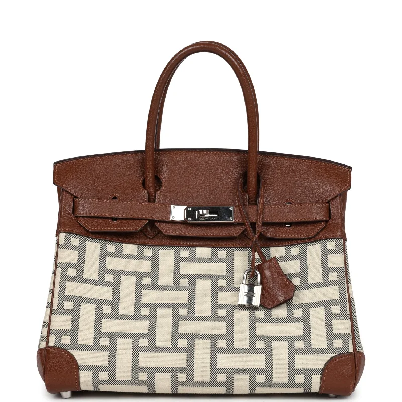 Hermès Kelly Bags with a single - handle design for simplicityHermes Birkin Bags with a Contrast - Stitched Handle for Added StylePre-owned Hermes Birkin 30 Marron D'Inde Buffalo and Mosaique Canvas Palladium Hardware