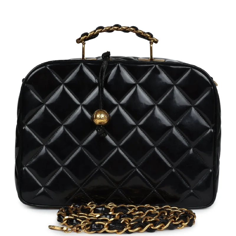 Chanel bags for the minimalist fashionVintage Chanel Lunchbox Vanity Black Patent Leather Gold Hardware