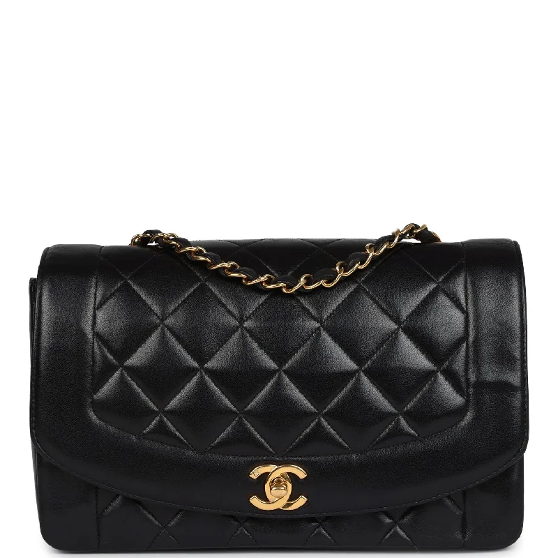 Chanel bags sale 2025Vintage Chanel Medium Diana Flap Bag Black Lambskin Gold Hardware