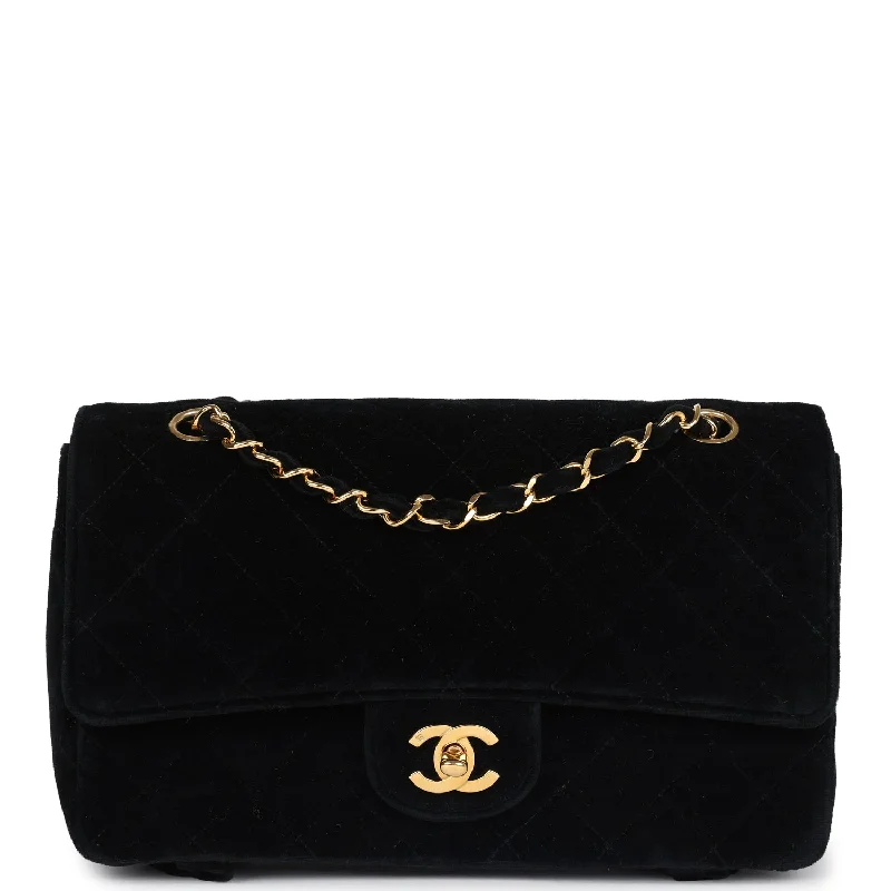 Chanel bags sale 2025Vintage Chanel Medium Single Flap Bag with Magazine Holder Black Velvet Gold Hardware