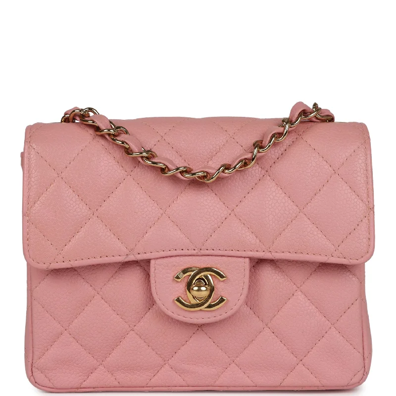 Chanel bags with exclusive seasonal releasesVintage Chanel Mini Square Flap Pink Caviar Gold Hardware