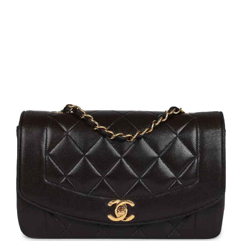 Chanel bags available at online luxury retaileVintage Chanel Small Diana Flap Bag Black Lambskin Gold Hardware