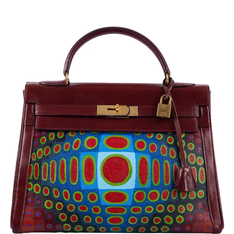 Hermès Kelly Bags with a flap - over closure and turnlock for a classic lookVintage Hermès Custom Painted ‘Cyber Croc’ Kelly 32 Rouge H Box with Gold Hardware