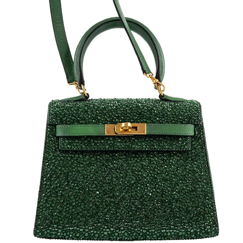 Hermès Kelly Bags in a warm terracotta color for a unique styleVintage Hermès Emerald Kelly of Oz 20cm with Swarovski Crystals Epsom Gold Hardware