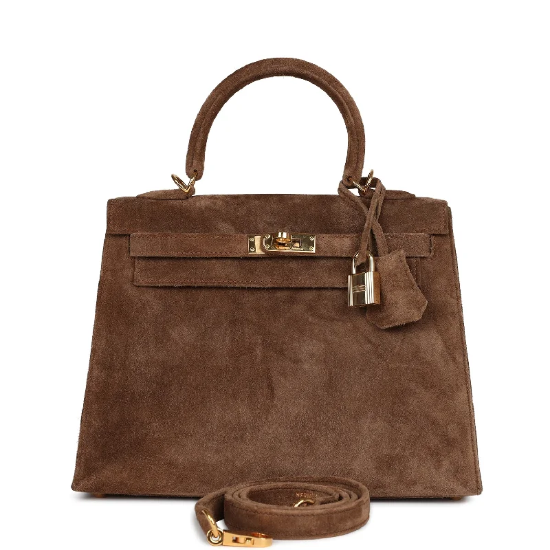 Hermès Kelly Bags with a key - lock and keychain setVintage Hermes Kelly 25 Brown Doblis Gold Hardware