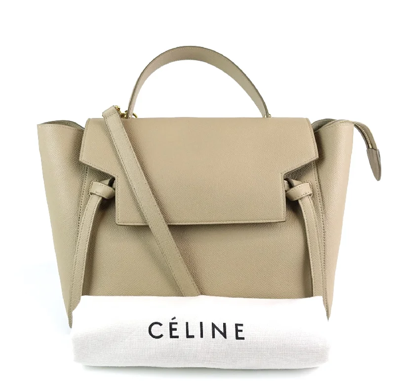 High - End Celine Leather Bags with Signature HardwareTextured Calf Leather Mini Belt Bag