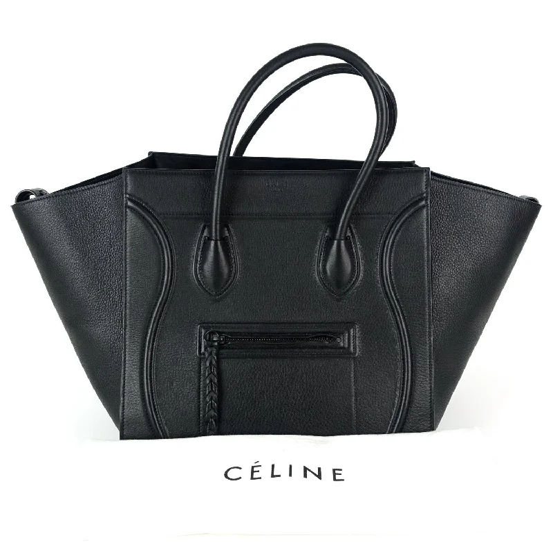 Foldable Celine Shopping Bags for Added ConveniencePhantom Grained Calf Leather Medium Bag