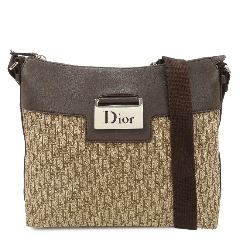 Luxury Christian Dior crossbody bags with a chain - link strapChristian Dior Trotter Canvas Leather Shoulder Bag Beige Brown