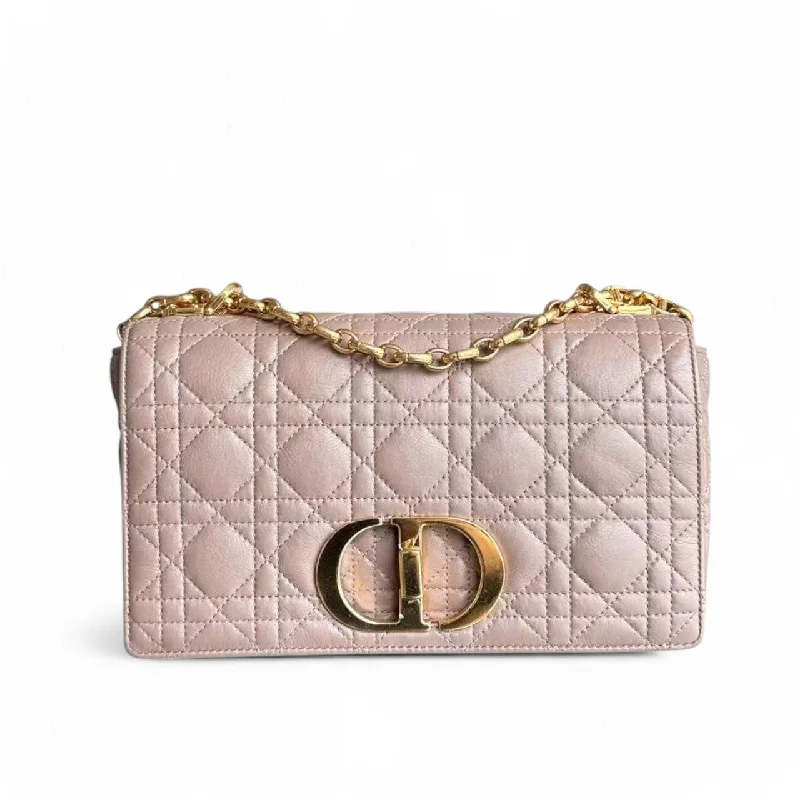 Trendsetting Christian Dior crossbody bags with a colorful strapDior Caro Medium - 25CM Cannage Calfskin Milktea Blush Gold Hardware